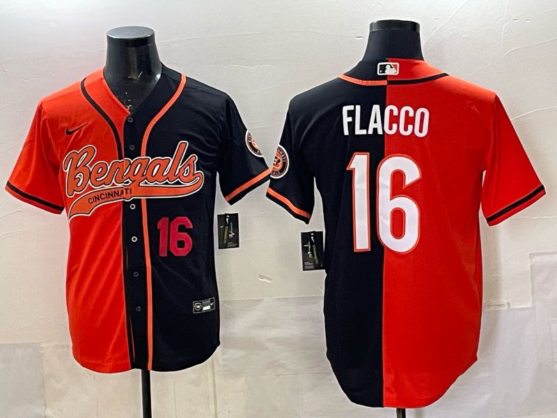 Men Cincinnati Bengals #16 Flacco black Orange Joint Name 2025 Nike Limited NFL Jersey style 6